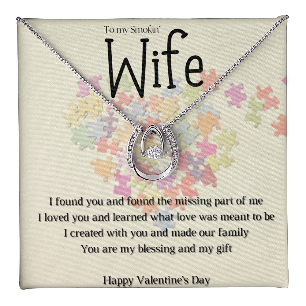 Valentine's Missing Part message card w/ Lucky In Love necklace