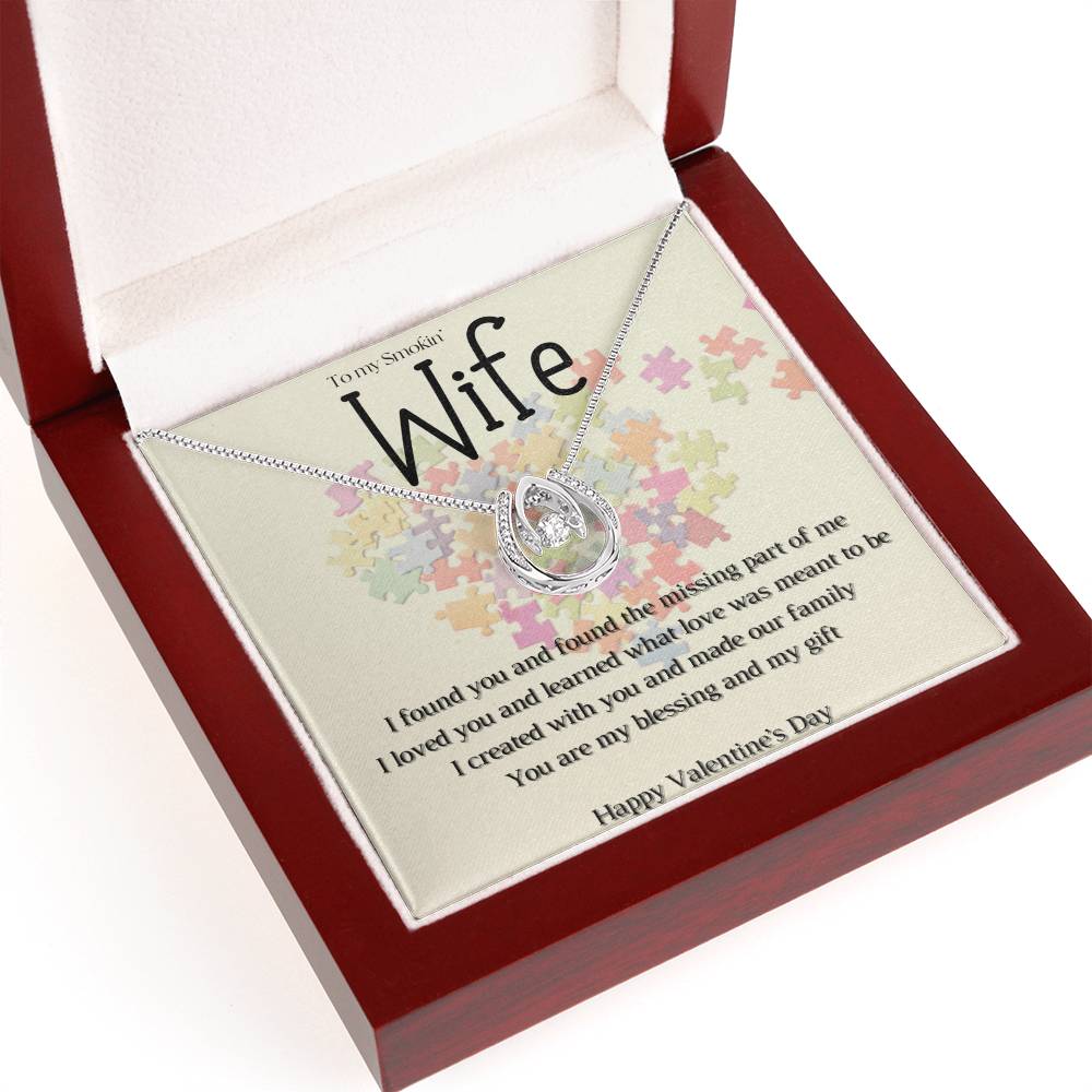 Valentine's Missing Part message card w/ Lucky In Love necklace