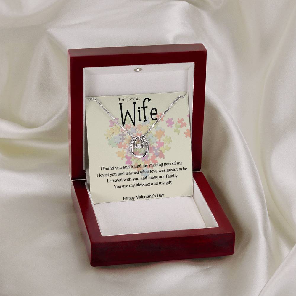 Valentine's Missing Part message card w/ Lucky In Love necklace