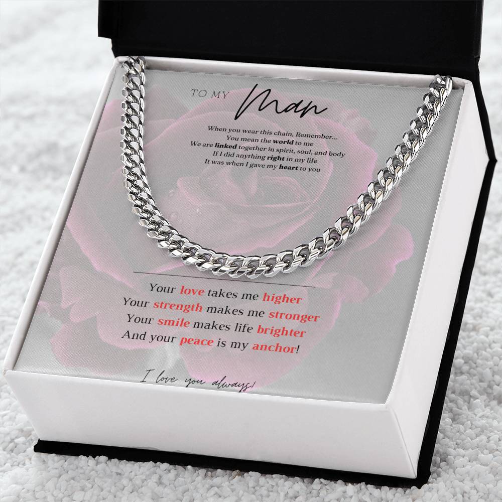 To My Man message card w/ Cuban Link necklace