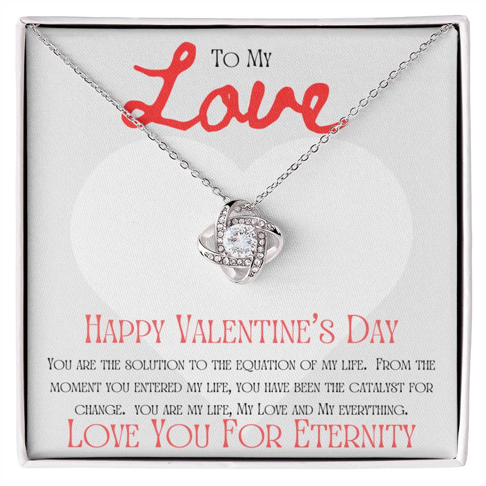 Valentine's Love Equation message card w/ Love Knot necklace