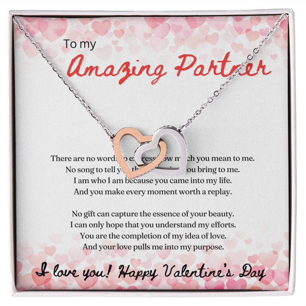 To My Amazing Partner - Interlocking Hearts Necklace