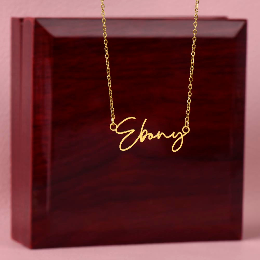 Valentine's Missing Part message card w/ Signature Style Name necklace