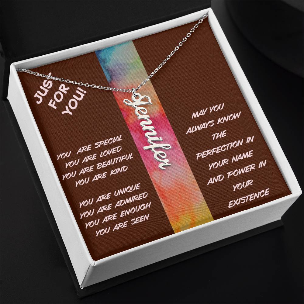 Vertical Name Necklace with Powerful Affirmations
