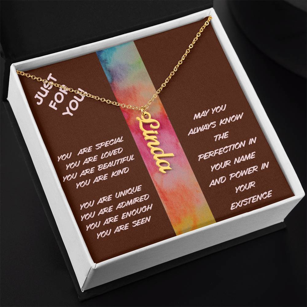 Vertical Name Necklace with Powerful Affirmations