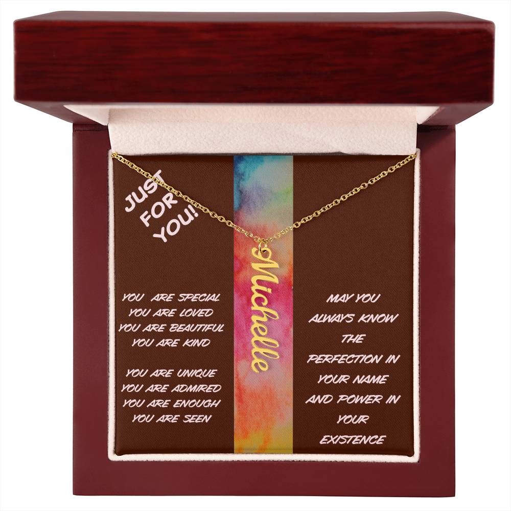 Vertical Name Necklace with Powerful Affirmations