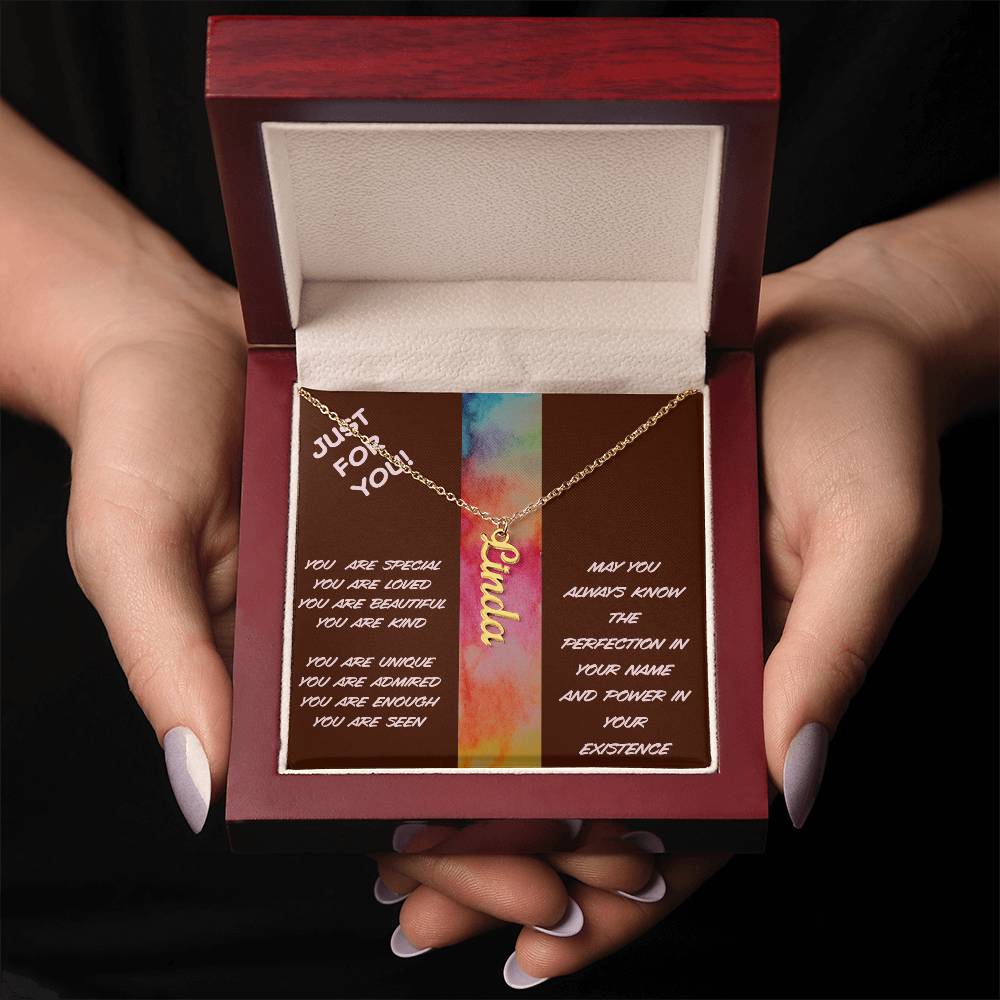 Vertical Name Necklace with Powerful Affirmations