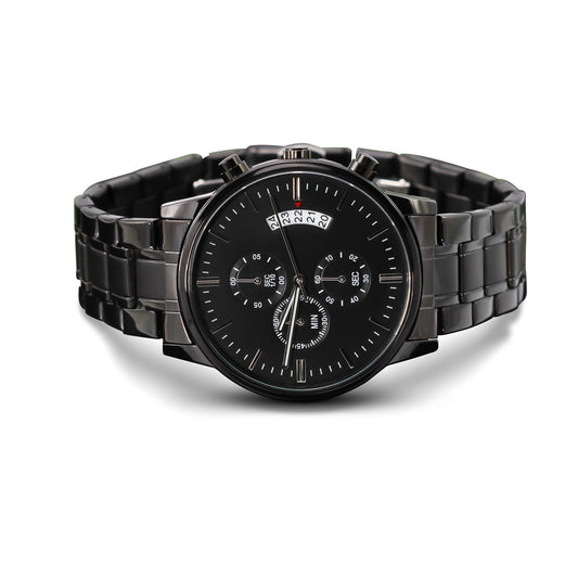 Black Chronograph Watch - Customizable Engraving