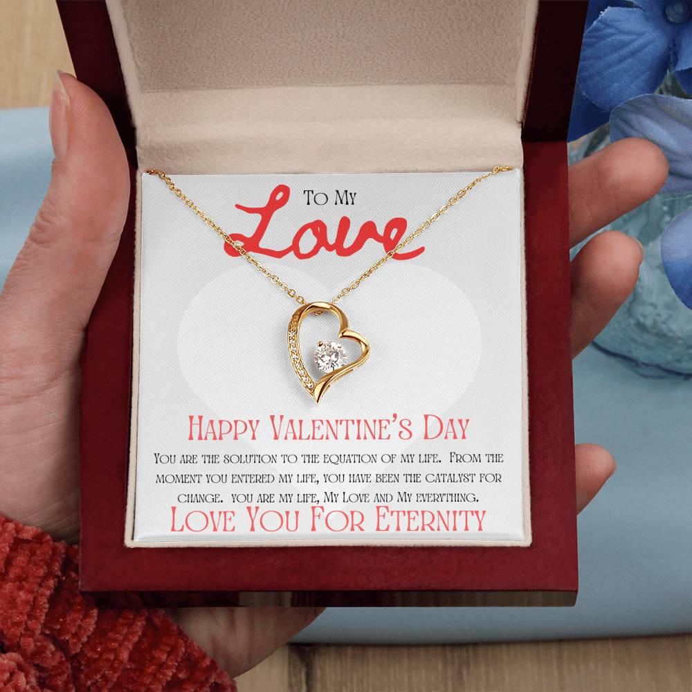 Valentine's Love Equation message card 2/ Forever Love necklace