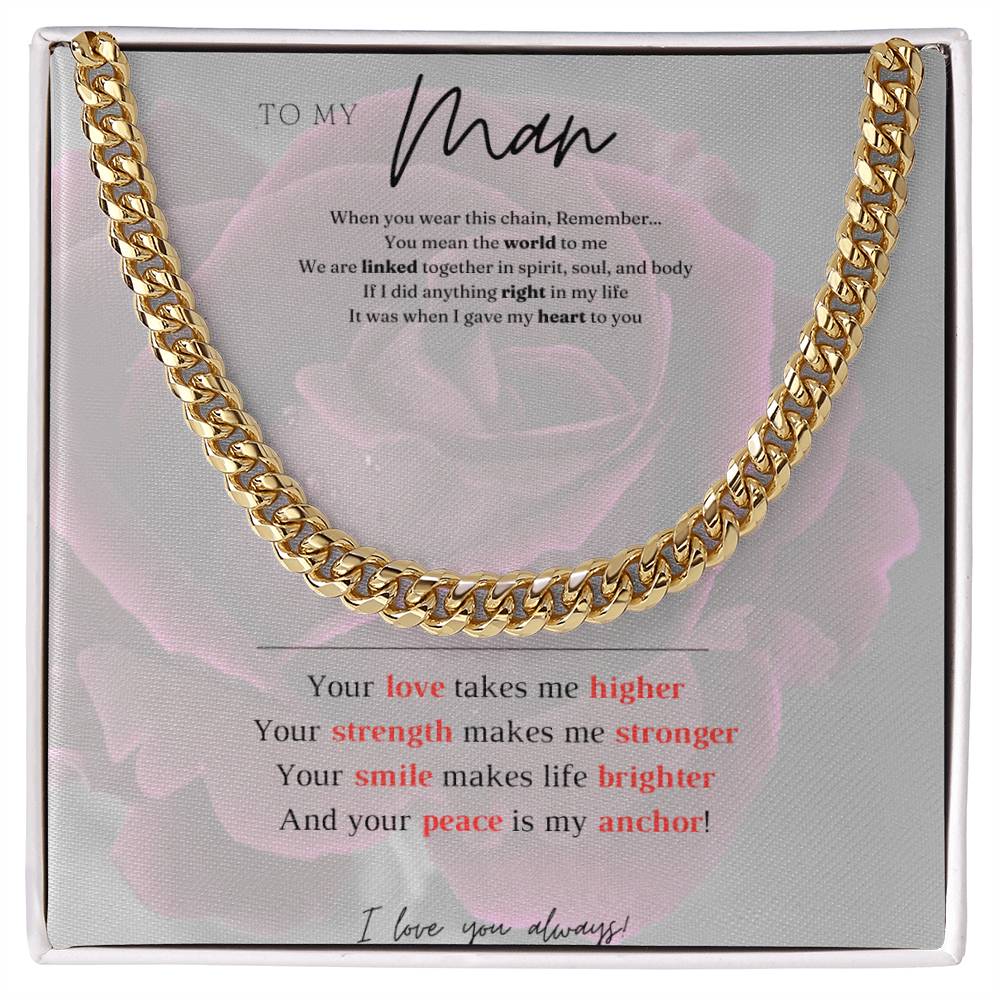 To My Man message card w/ Cuban Link necklace