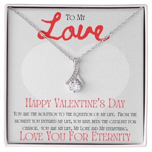 Valentine's Love Equation message card 2/ Alluring Beauty necklace