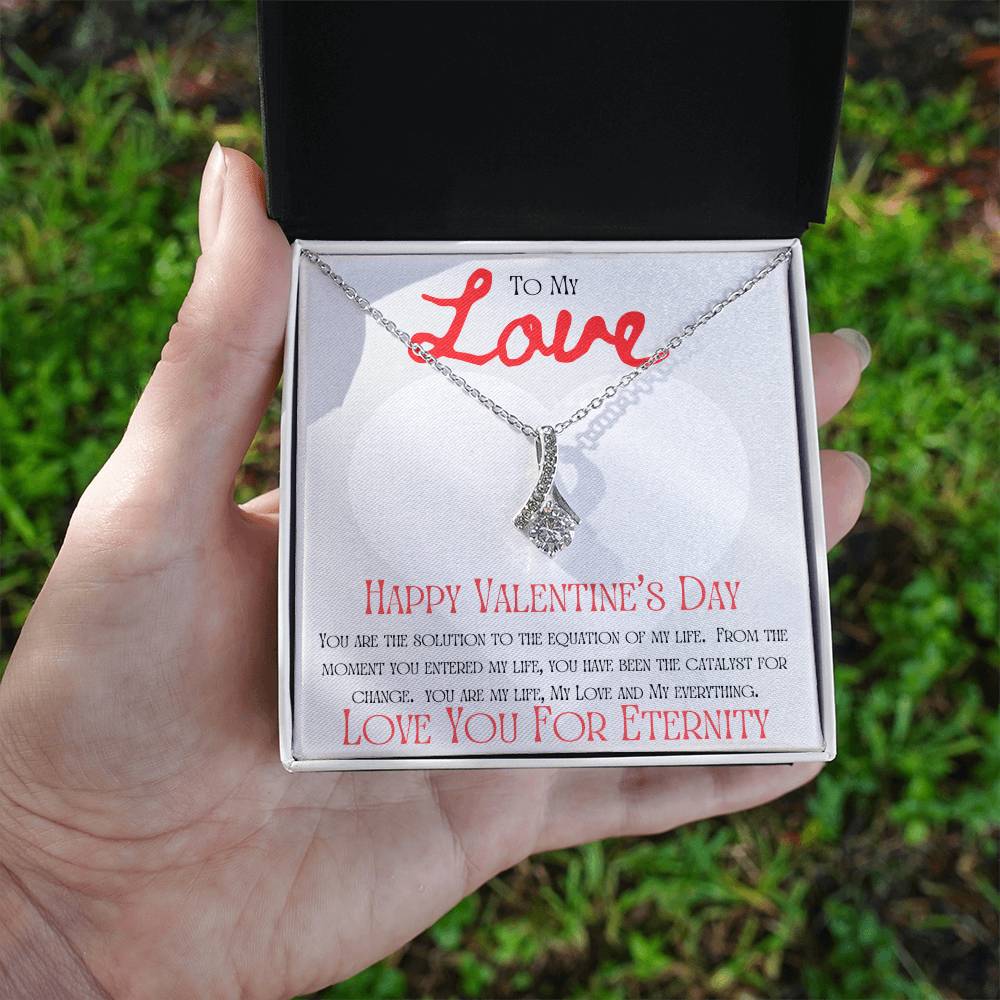 Valentine's Love Equation message card 2/ Alluring Beauty necklace