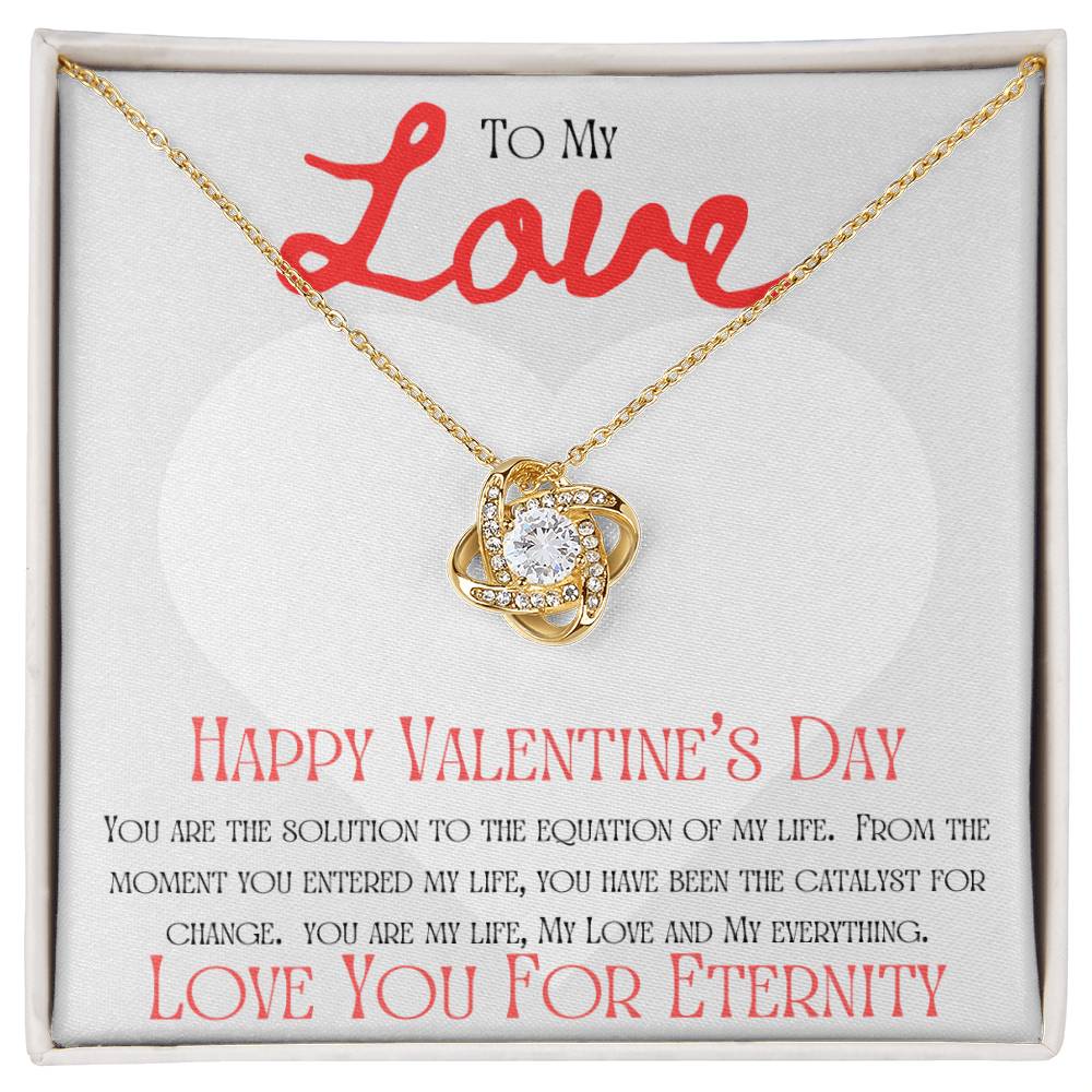 Valentine's Love Equation message card w/ Love Knot necklace