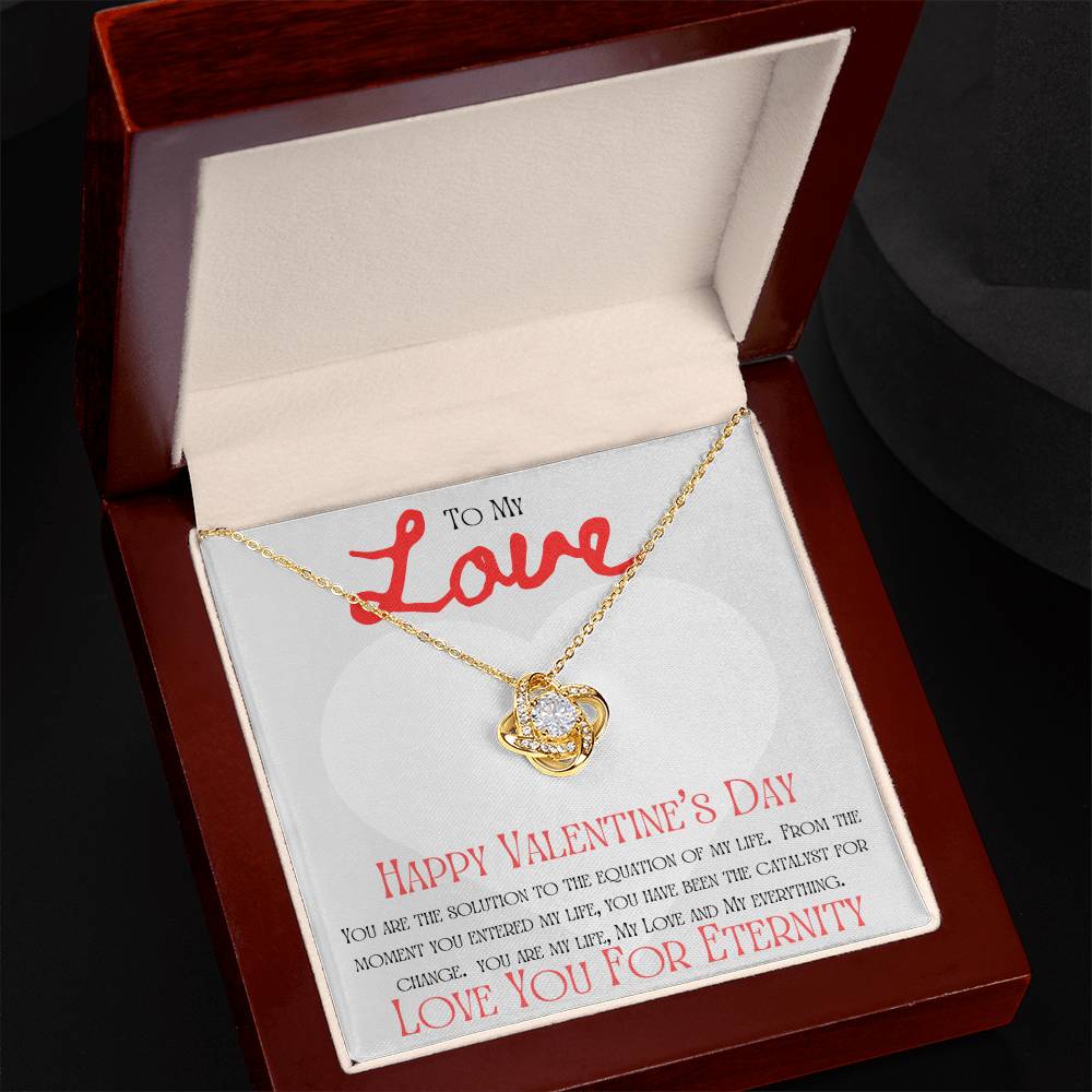 Valentine's Love Equation message card w/ Love Knot necklace